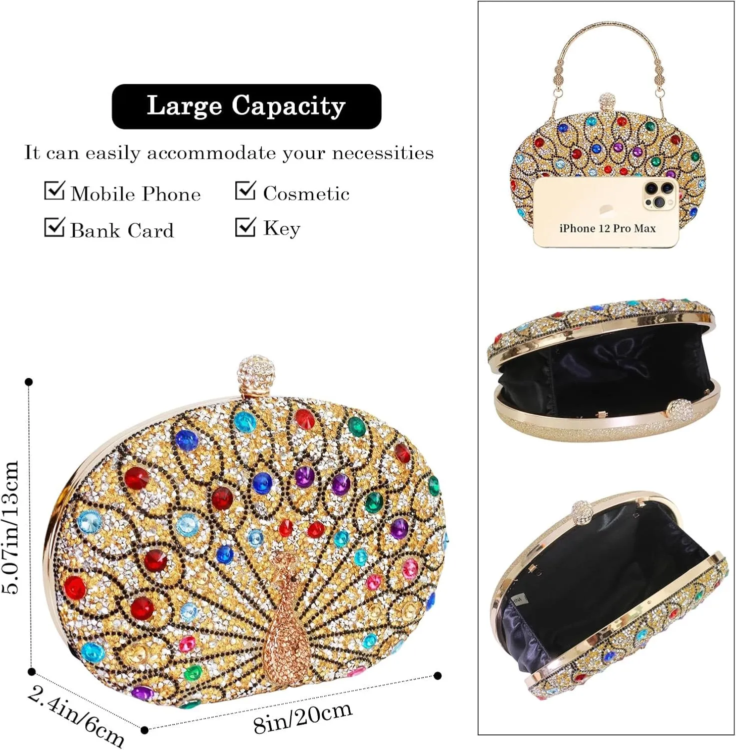 Rhinestone Evening Clutch Purses for Women Evening Clutch bag Crossbody & Shoulder Bag For Wedding Night out Party