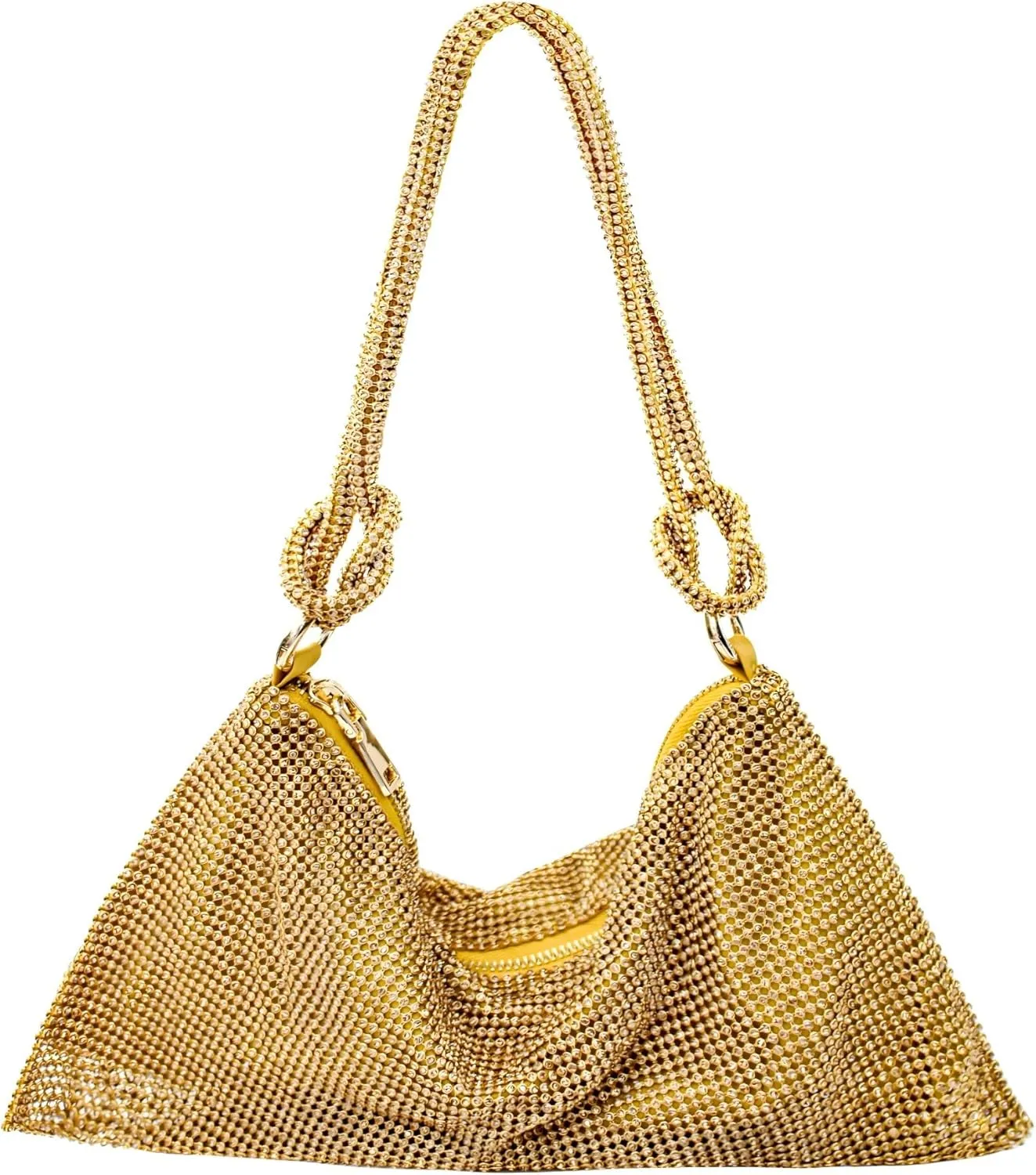 Rhinestone Purse Silver Hobo Purse Sparkly Black Evening Bag for Women Prom Party Wedding