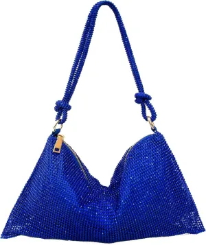 Rhinestone Purse Silver Hobo Purse Sparkly Black Evening Bag for Women Prom Party Wedding