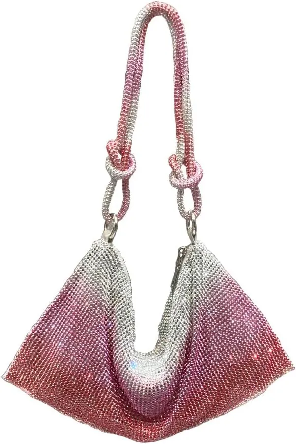 Rhinestone Purse Silver Sparkly Handbag Evening Glitter Clutch Bag for Women Shiny Bag for Wedding Prom and Party