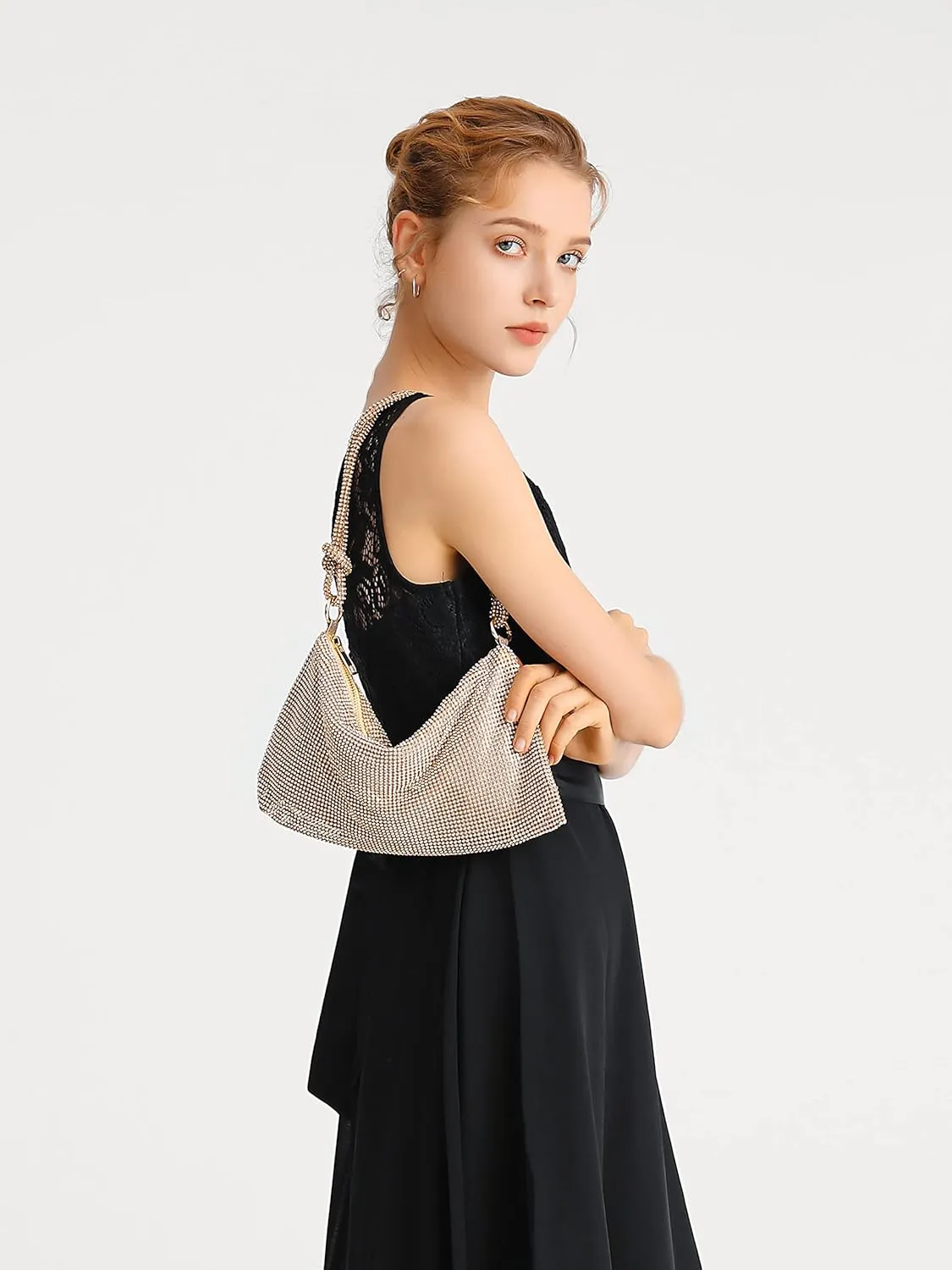 Rhinestone Purse Sparkly Evening Bag Small Sequin Party Wedding Disco Holiday Purses for Women