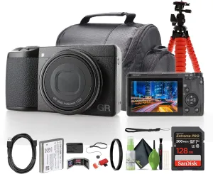 Ricoh GR IIIx HDF Compact Portable Digital Camera (01283)   64GB Memory Card   Camera Bag   Flexible Tripod   Cleaning Kit   Card Wallet   Card Reader   Lens Cap