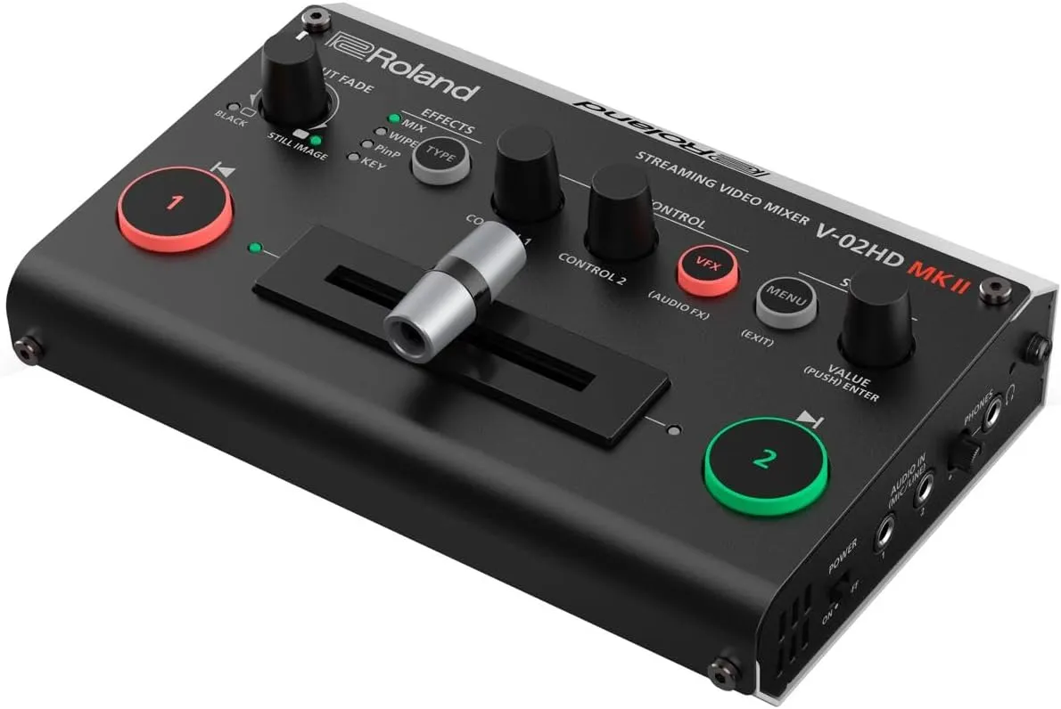 Roland V-02HD MK II – Streaming Video Mixer – The World’s Easiest Two-Camera Livestreaming Solution. Ideal for Online Teachers, Gamers, Worship and All Other Content Makers