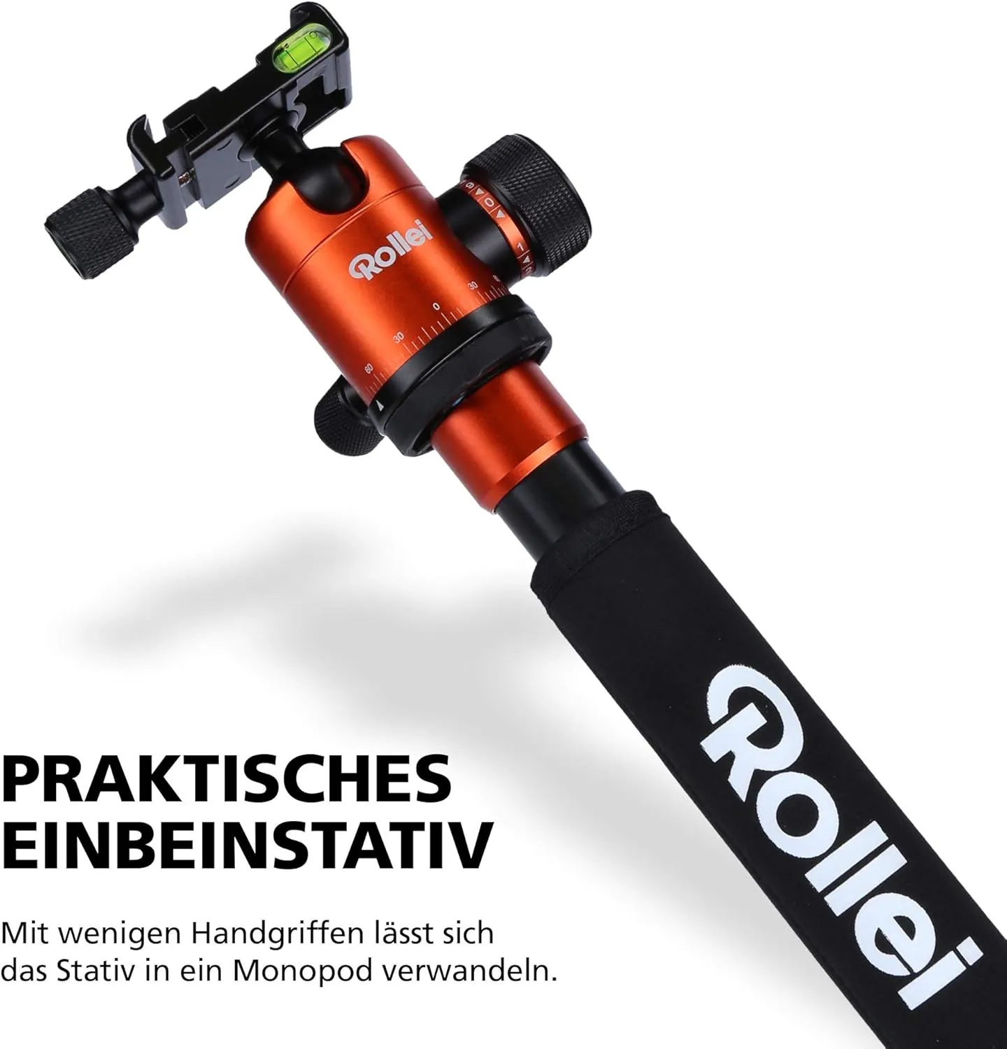 Rollei C5i - Aluminum Tripod with Panoramic Ball Head - Arca Swiss Compatible - Max. Load 8 kg - Orange