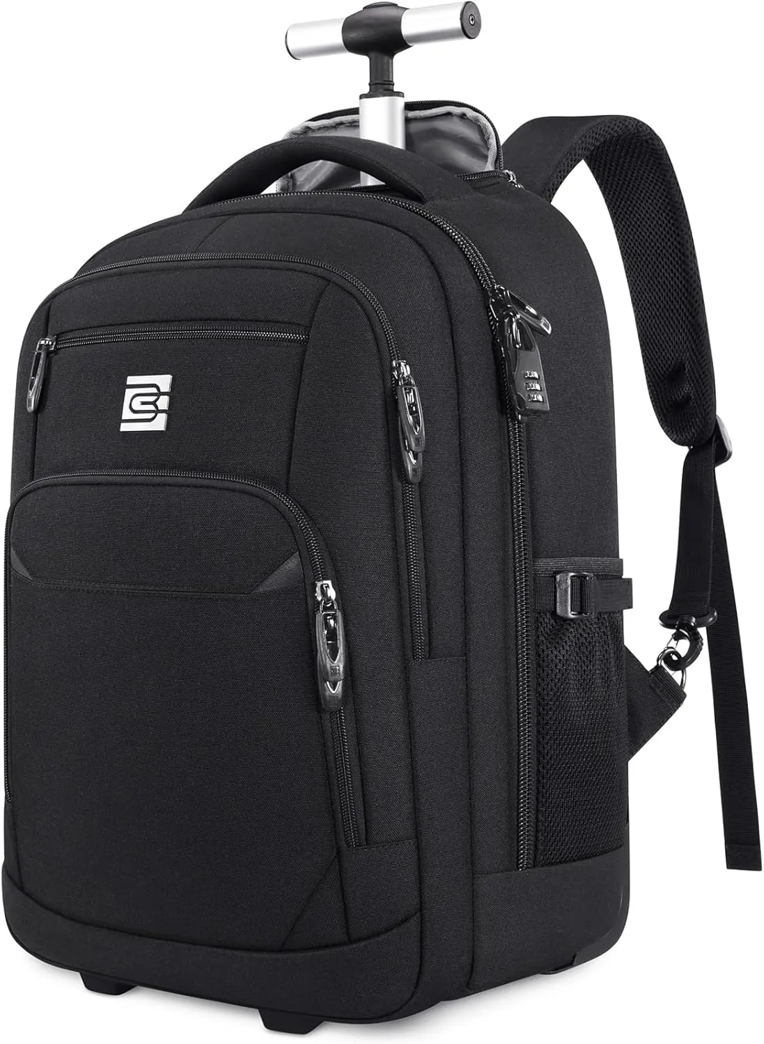 Rolling Backpack,16inch Wheeled Laptop Backpack, Carry on Underseat Bag with Wheels, Overnight Weekender Small Travel Suitcase for Men Women