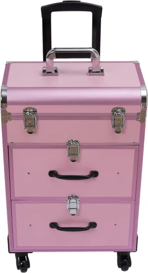 Rolling Makeup Case Large Cosmetic Trolley with Locks Make up Bag with dividers Cosmetics Storage Organizer for On The Go Makeup/Nail Art/Hair Styling