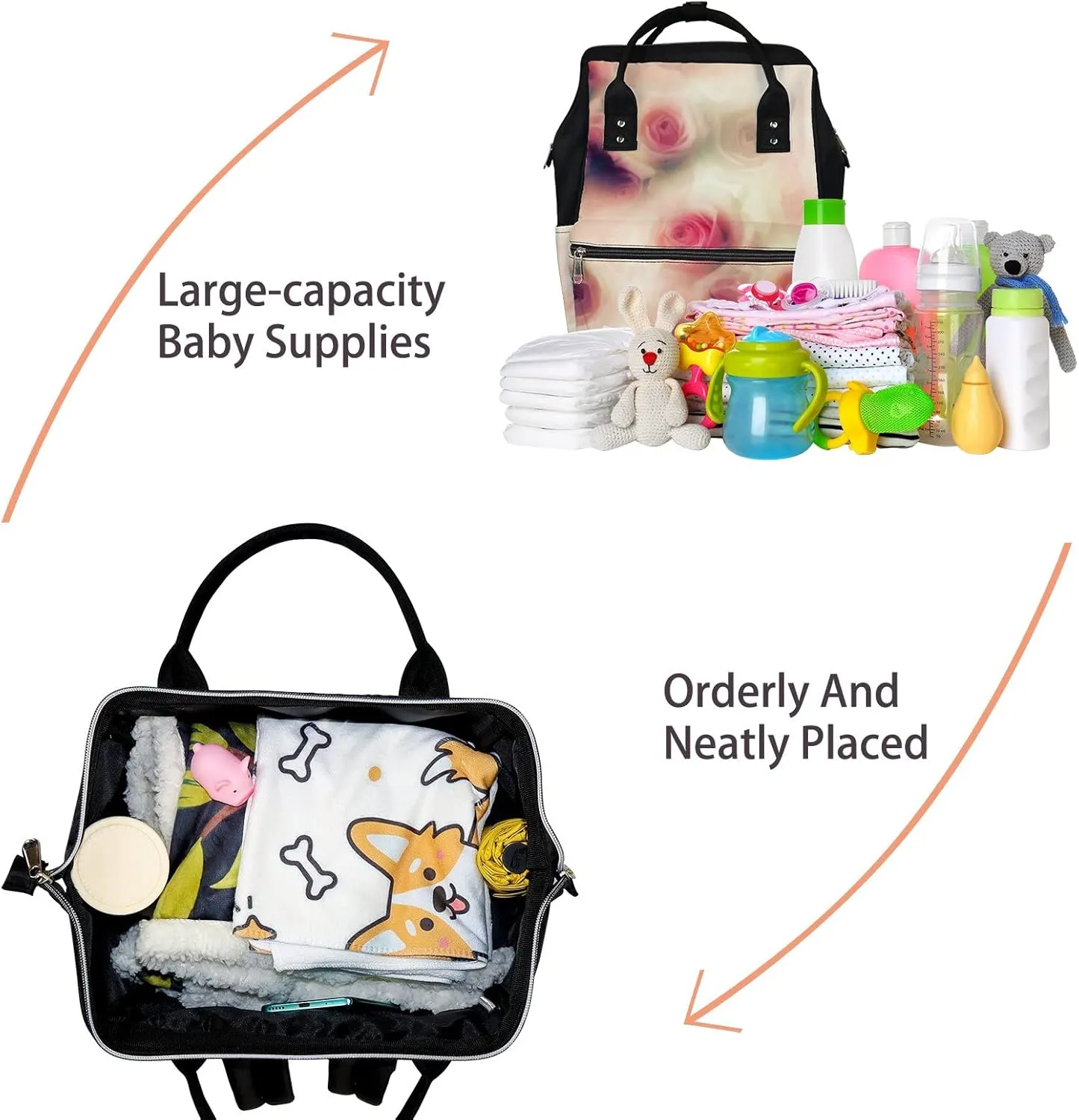 Roses Photo Watercolour Mix Diaper Bag Backpack Waterproof Backpack Baby Nappy Changing Bag for Travel Large Capacity Durable and Stylish for Woman