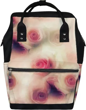 Roses Photo Watercolour Mix Diaper Bag Backpack Waterproof Backpack Baby Nappy Changing Bag for Travel Large Capacity Durable and Stylish for Woman