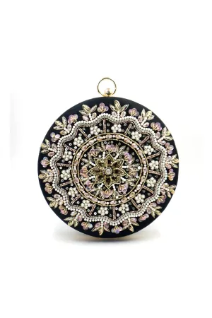 Round Clutch Sequins Circle Purse For Wedding