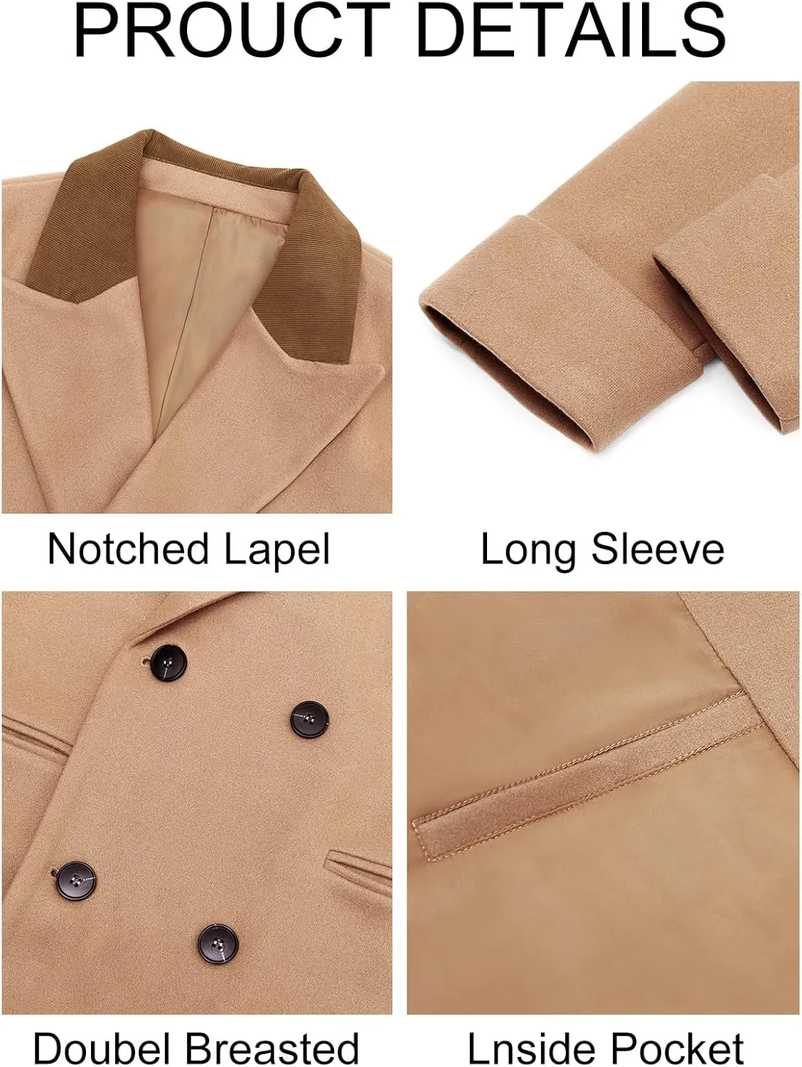 Runcati Mens Full Length Trench Coat Notched Lapel Long Jacket Double Breasted Classic Winter Overcoat