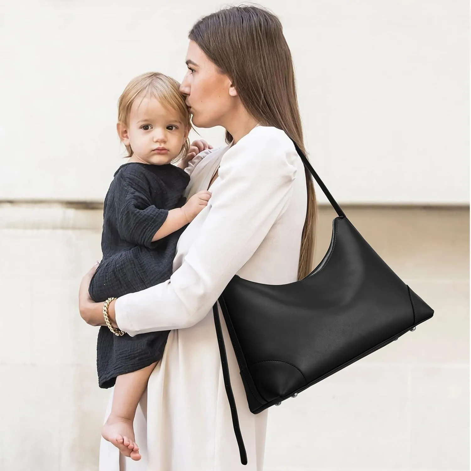 S-ZONE Genuine Leather Purses for Women Shoulder Bag Hobo Bags Handbags Adjustable Strap