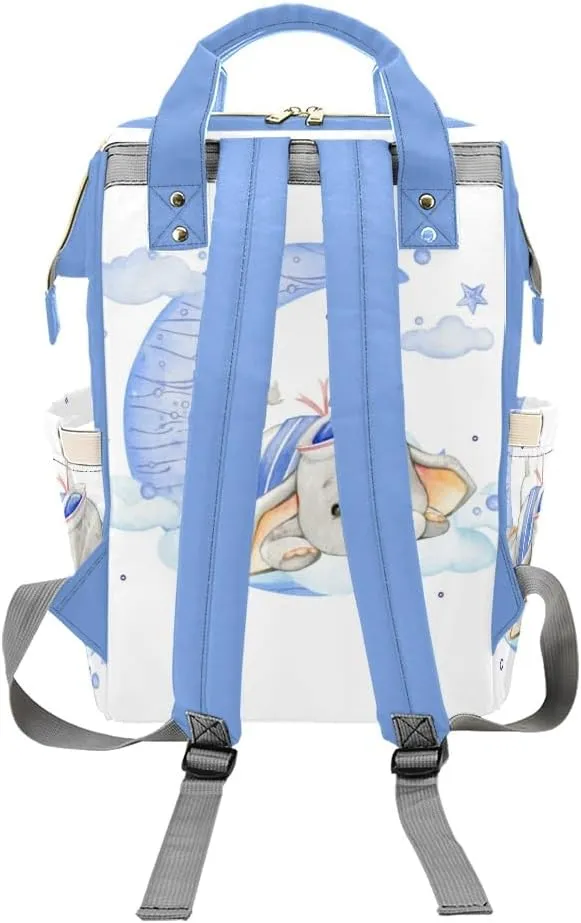 Sailor Elephant Personalized Diaper Bag,Custom Name Large Capacity Diaper Backpack Travel Casual Daypack Nappy Bag Gifts