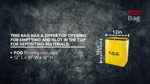 Scaffold Hanging Small FOD Bag - Padded with Zipper Top Opening - Suitable for Aerospace, Aviation Industry - Help Eliminate Foreign Object Debris (Yellow)