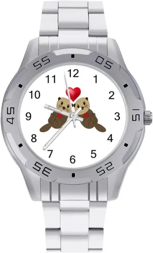 Sea Otter Lovers Classic Wrist Watches for Men Casual Business Dress Watch with Stainless Steel Band Work Party