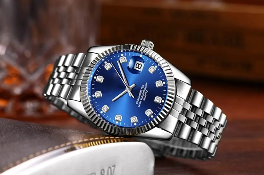 SENRUD Men's Classic Design Analog Quartz Watches Fashion Business Watch Stainless Steel Waterproof Date Casual Wrist Watch for Men