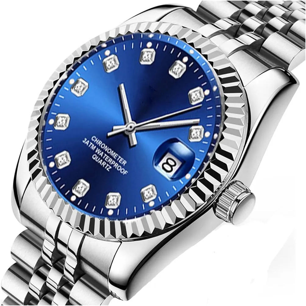 SENRUD Men's Classic Design Analog Quartz Watches Fashion Business Watch Stainless Steel Waterproof Date Casual Wrist Watch for Men