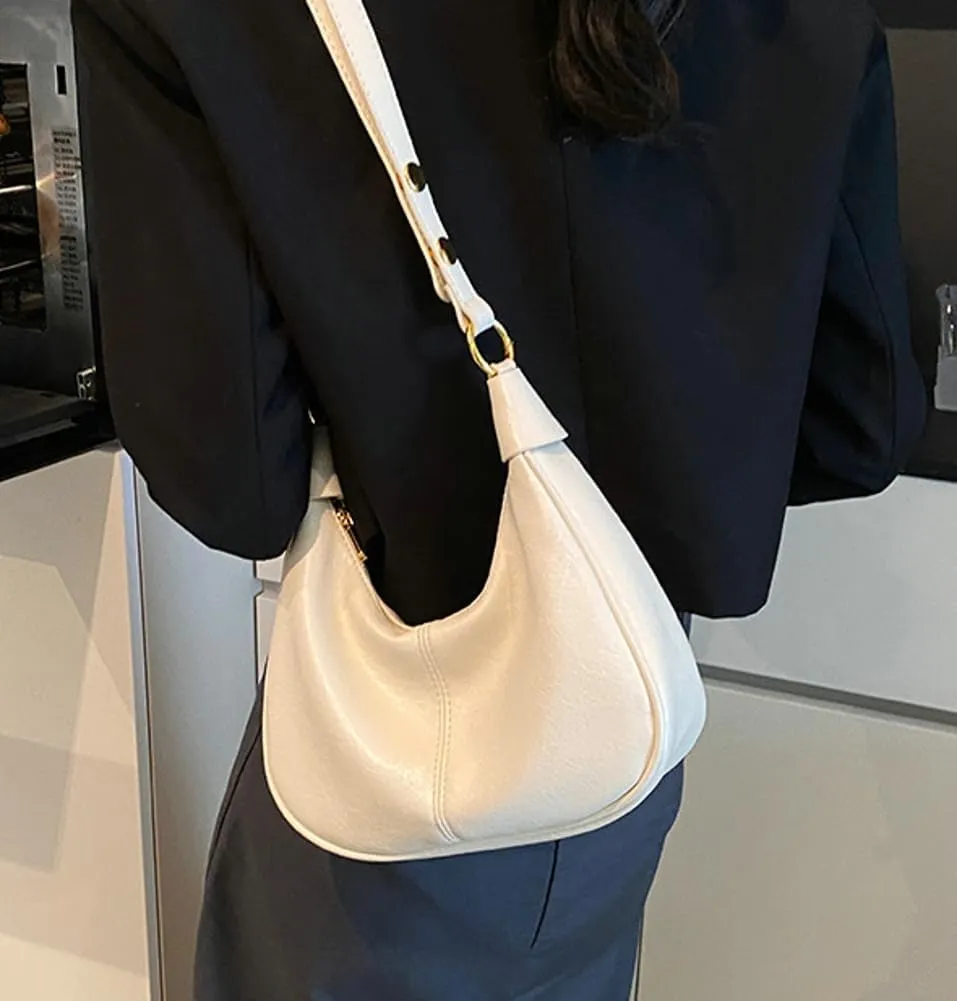 Shoulder Bag for Women Soft PU Leather Crescent Tote Handbag Retro Classic Satchel Crossbody Underarm Hobo Purse Clutch