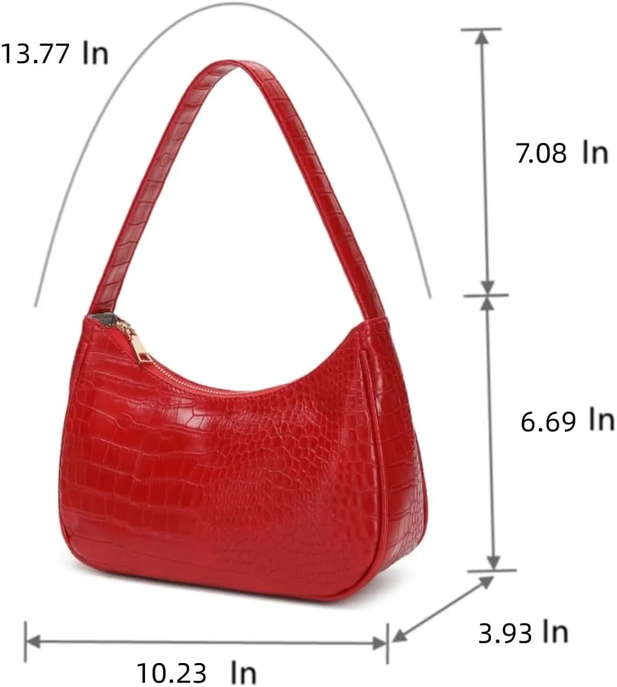 Shoulder Bags for Women, Cute Hobo Tote Handbag Mini Clutch Purse with Zipper Closure
