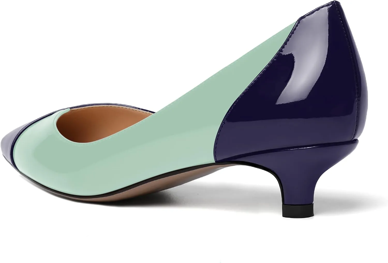 SHOWFOREST Women's Business Slip On Pointed Toe Formal Patent Solid Kitten Low Heel Pumps Shoes 1.5 Inch