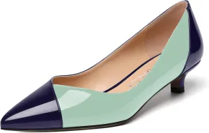 SHOWFOREST Women's Business Slip On Pointed Toe Formal Patent Solid Kitten Low Heel Pumps Shoes 1.5 Inch