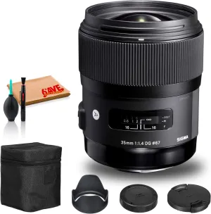 Sigma 35mm f/1.4 DG HSM Art Lens for Canon EF Mount (USA) Standard Bundle with 6AVE Deluxe Camera Lens Cleaning Kit