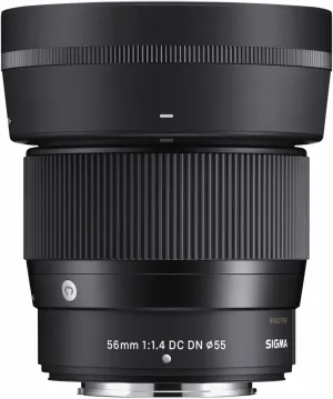 Sigma 56mm F1.4 Contemporary DC DN Lens for Fuji X Mount Bundle with Battery and Gadget Bag (3 Items)