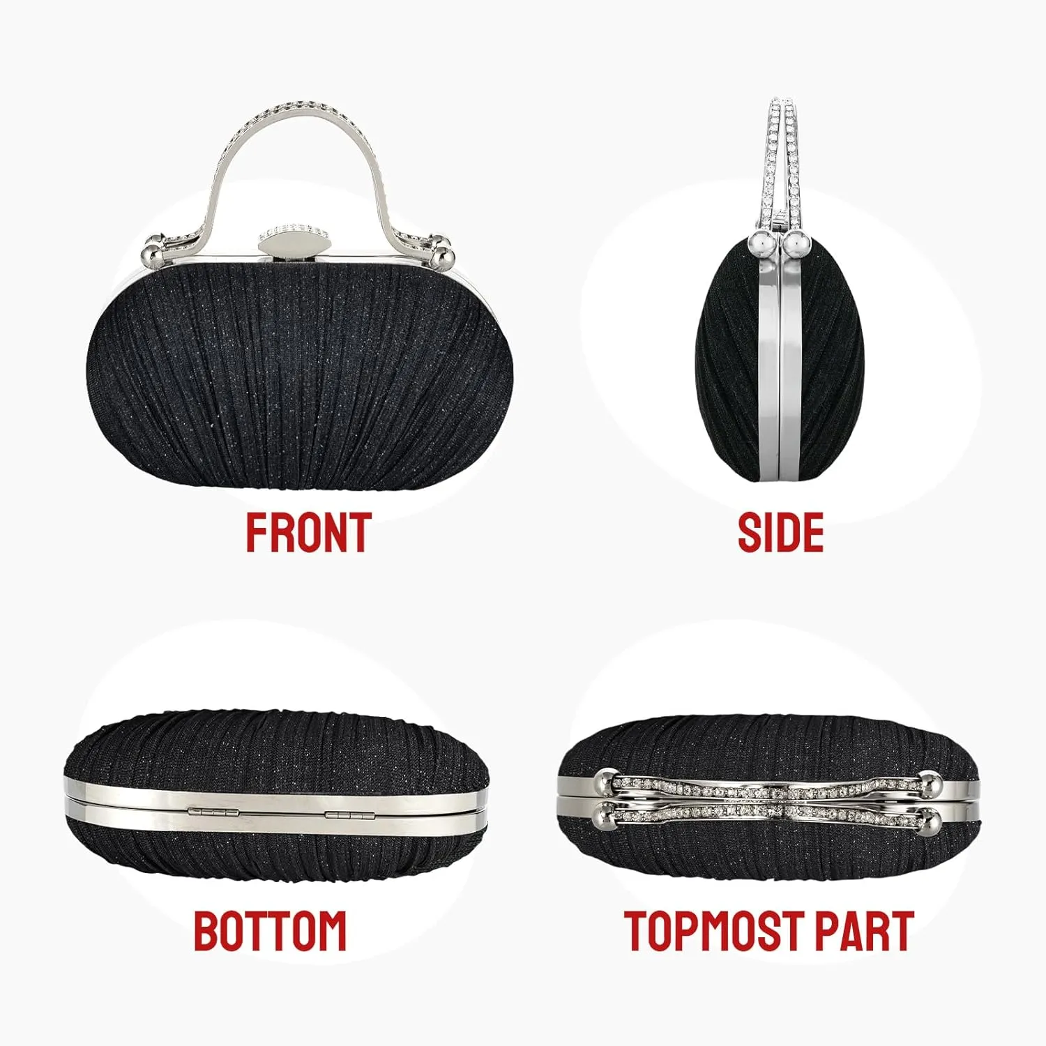 Simcat Women Gold Clutch Purses Glitter Evening Handbag Pleated Evening Bag for Lady Formal Bridal Wedding Prom