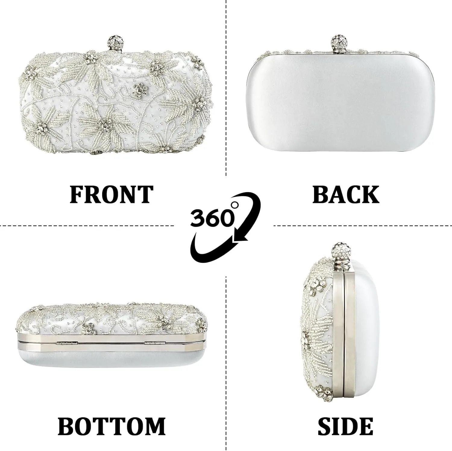 Simcat Women’s Clutch Purses Evening Bag, Bridal Rhinestone Handbag for Wedding Prom Party