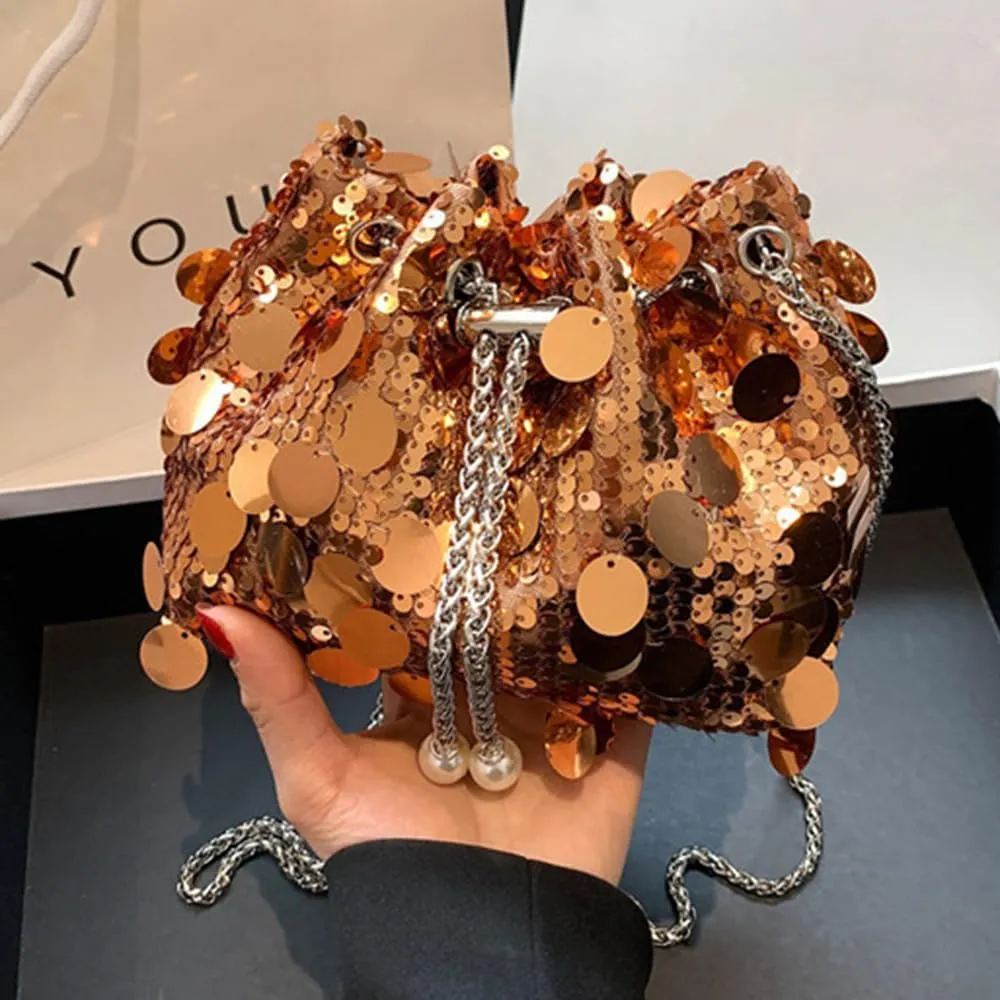 Sither Women's Evening Handbag Large Sequin Evening Bag Purses for Women Glitter Sparkly Handbag for Party