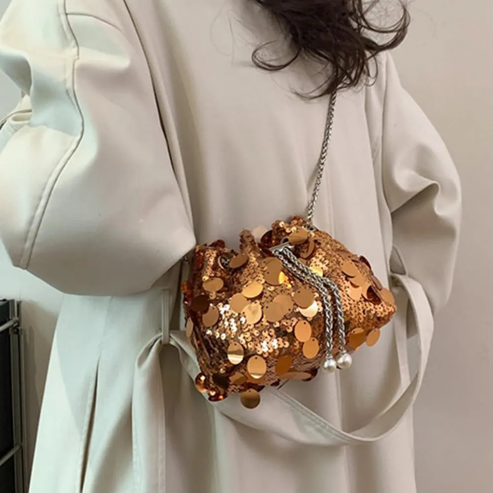 Sither Women's Evening Handbag Large Sequin Evening Bag Purses for Women Glitter Sparkly Handbag for Party