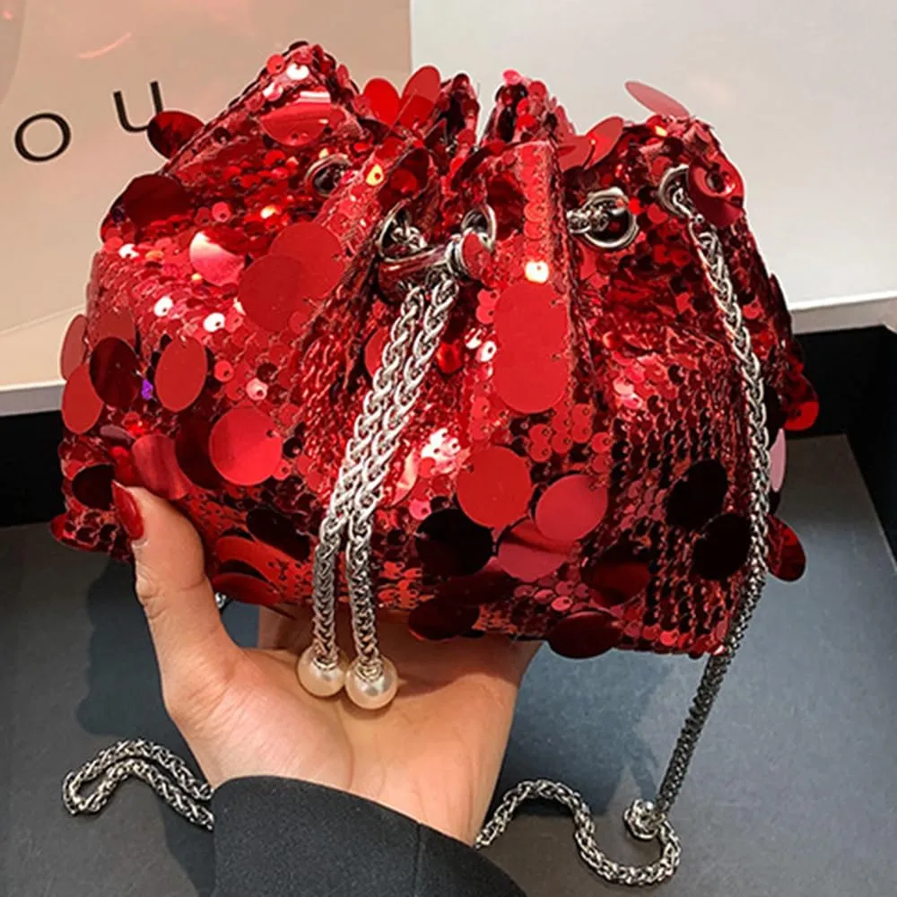 Sither Women's Evening Handbag Large Sequin Evening Bag Purses for Women Glitter Sparkly Handbag for Party