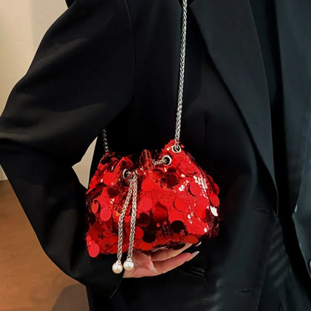 Sither Women's Evening Handbag Large Sequin Evening Bag Purses for Women Glitter Sparkly Handbag for Party