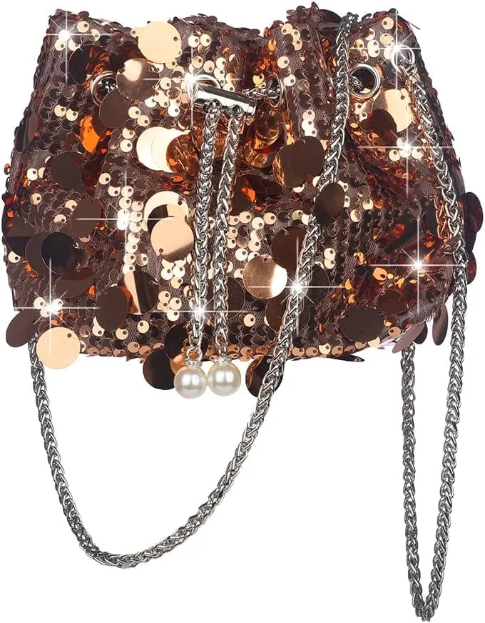 Sither Women's Evening Handbag Large Sequin Evening Bag Purses for Women Glitter Sparkly Handbag for Party