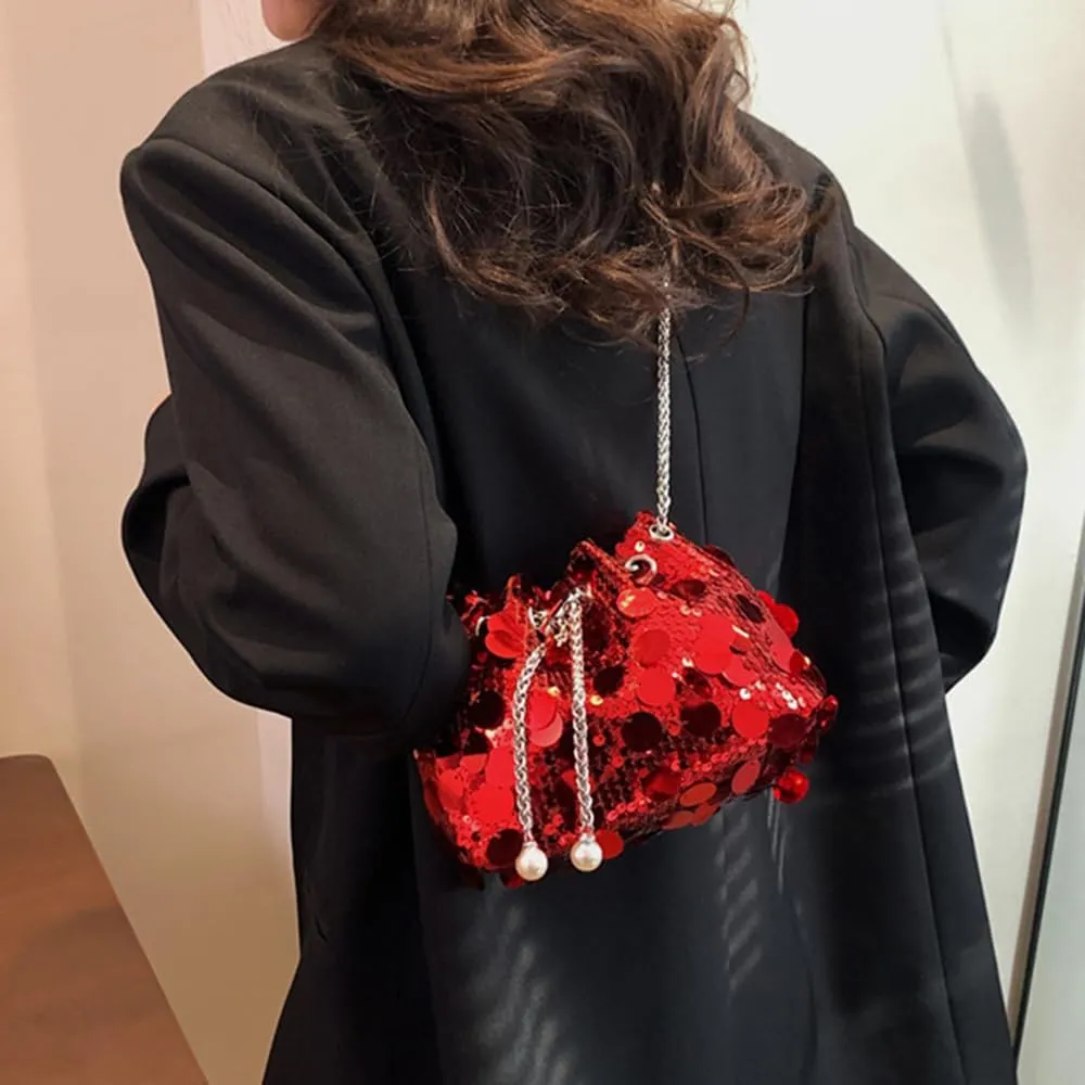 Sither Women's Evening Handbag Large Sequin Evening Bag Purses for Women Glitter Sparkly Handbag for Party