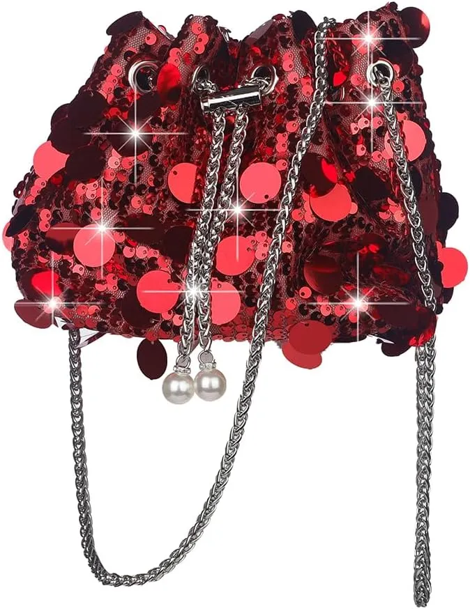 Sither Women's Evening Handbag Large Sequin Evening Bag Purses for Women Glitter Sparkly Handbag for Party