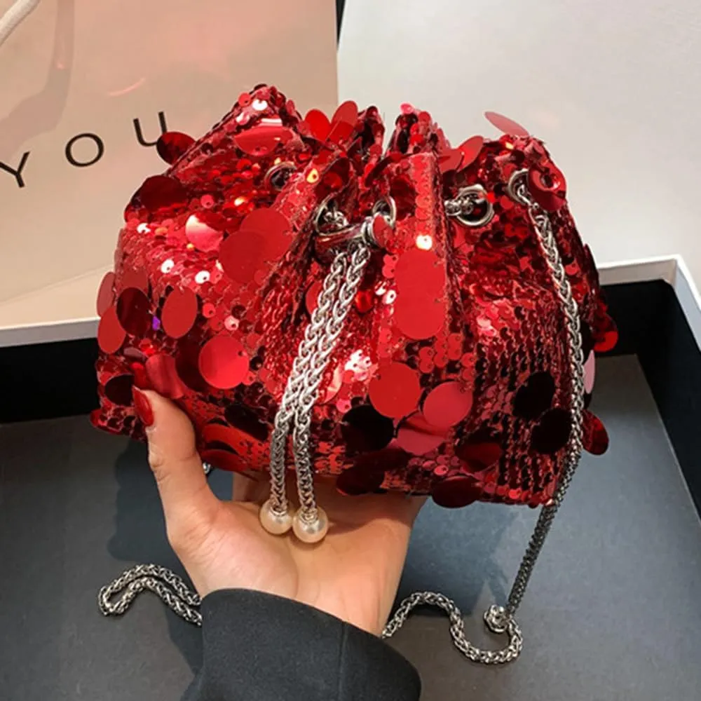 Sither Women's Evening Handbag Large Sequin Evening Bag Purses for Women Glitter Sparkly Handbag for Party