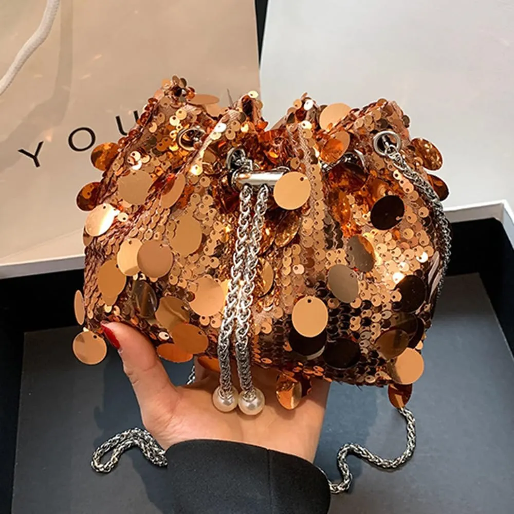 Sither Women's Evening Handbag Large Sequin Evening Bag Purses for Women Glitter Sparkly Handbag for Party