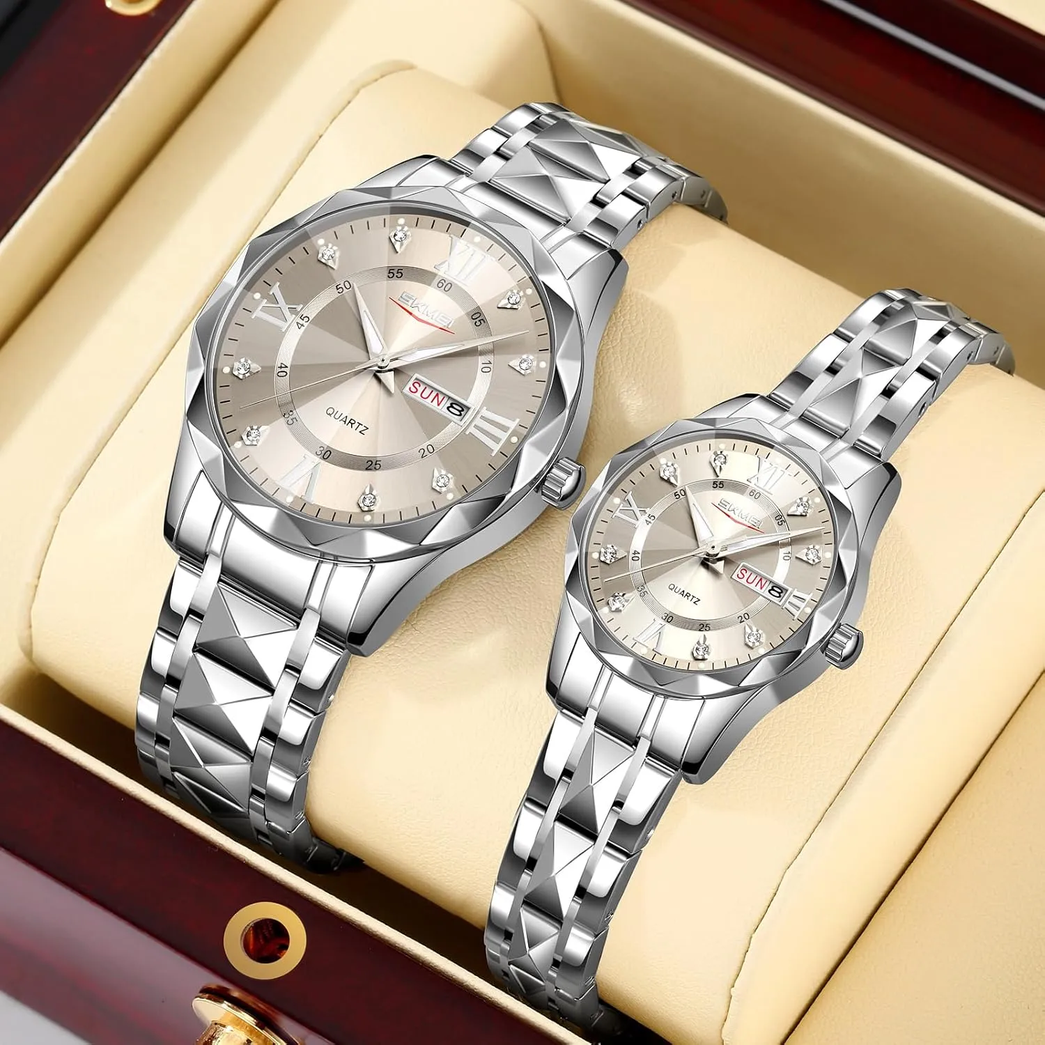 SKMEI Men Luxury Quartz Analog Watch with Business Casual Classic Big Face Womens Wristwatch