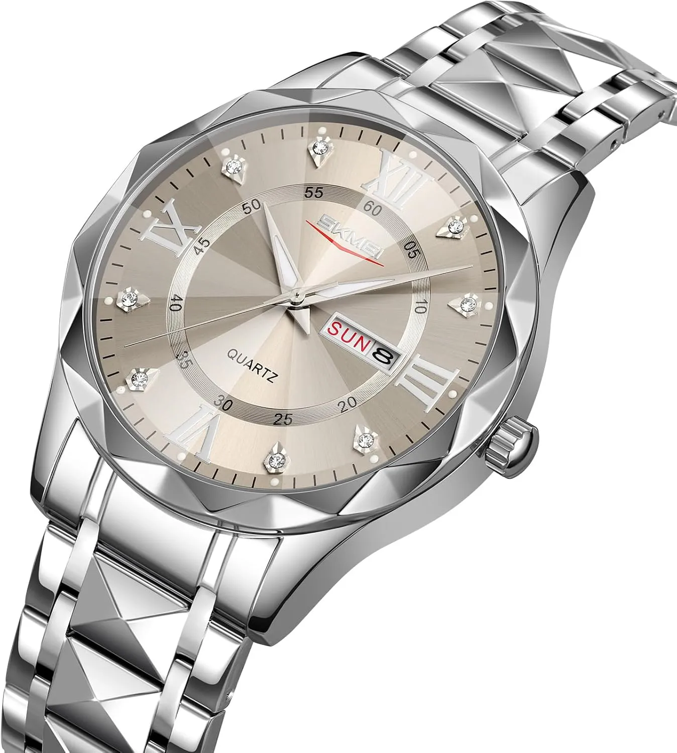 SKMEI Men Luxury Quartz Analog Watch with Business Casual Classic Big Face Womens Wristwatch