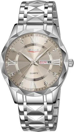 SKMEI Men Luxury Quartz Analog Watch with Business Casual Classic Big Face Womens Wristwatch