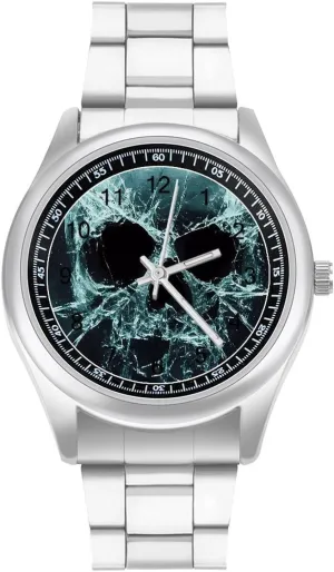 Skull Broken Glass Casual Wrist Watches for Men Classic Business Dress Watch Big Face for Work Gym