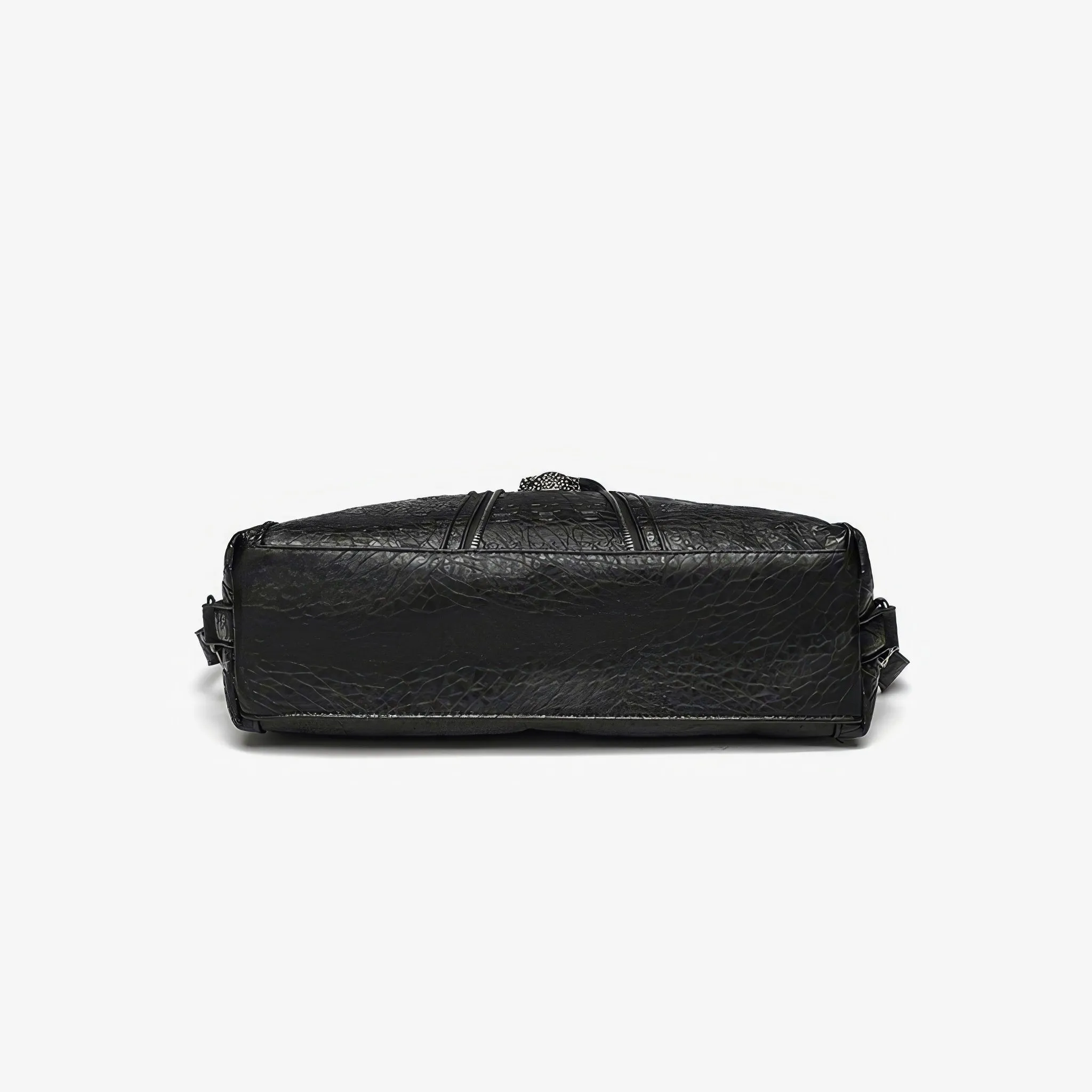 Skull Embossed Zip Detail Hobo Bag