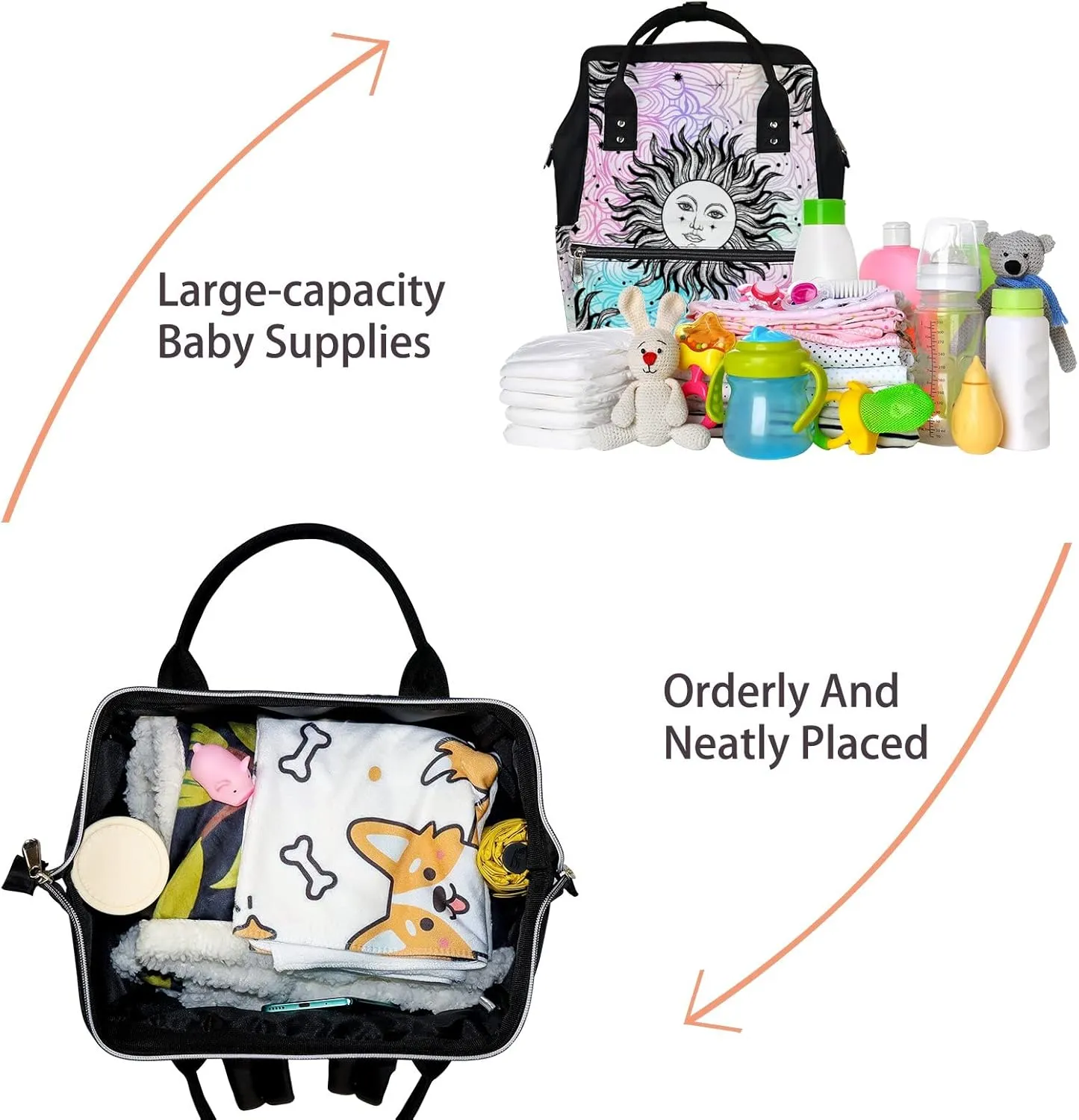 Sky Sun Bohemian Diaper Bag Backpack Waterproof Backpack Baby Nappy Changing Bag for Travel Large Capacity Durable and Stylish for Woman