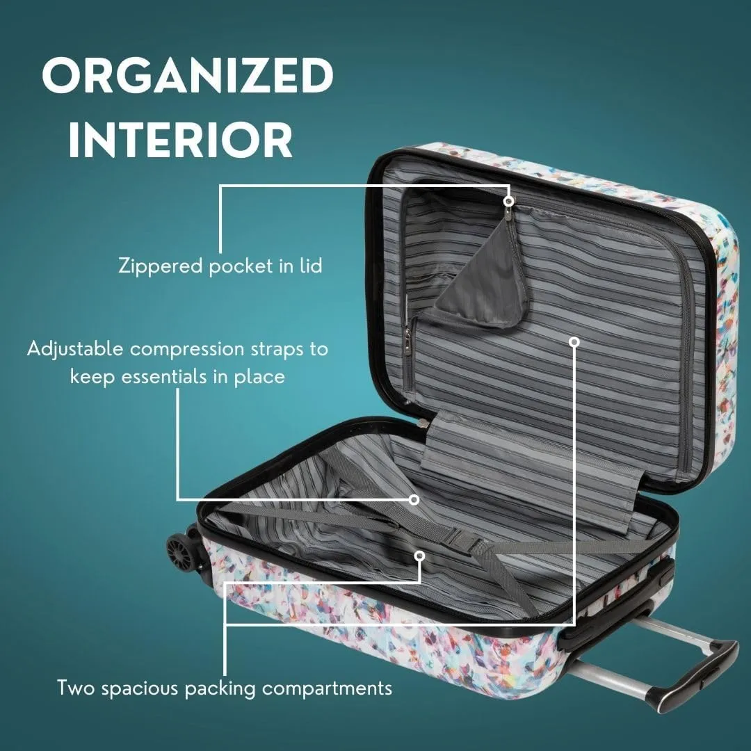 Skyway Epic 2.0 Hardside Lightweight and Durable ABS Shell Luggage, Spacious with Dual Spinning Wheels, Comfort Grip, Men and Women, Medium Check-In 24-inch, Confetti
