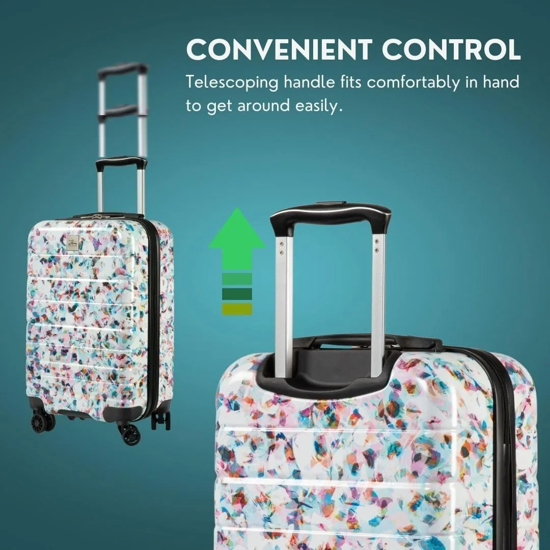 Skyway Epic 2.0 Hardside Lightweight and Durable ABS Shell Luggage, Spacious with Dual Spinning Wheels, Comfort Grip, Men and Women, Medium Check-In 24-inch, Confetti