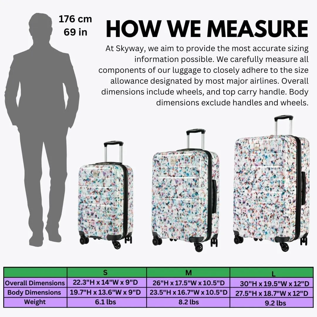 Skyway Epic 2.0 Hardside Lightweight and Durable ABS Shell Luggage, Spacious with Dual Spinning Wheels, Comfort Grip, Men and Women, Medium Check-In 24-inch, Confetti