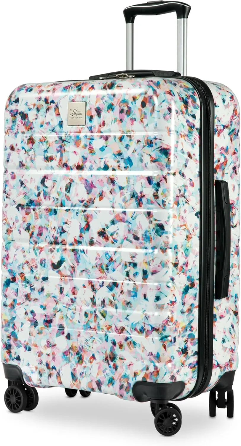 Skyway Epic 2.0 Hardside Lightweight and Durable ABS Shell Luggage, Spacious with Dual Spinning Wheels, Comfort Grip, Men and Women, Medium Check-In 24-inch, Confetti