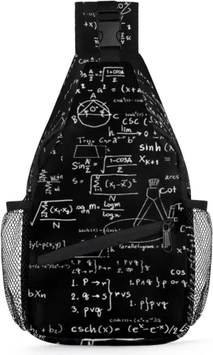 Sling Backpack Education Math Formula,Shoulder Chest Bag Crossbody Sling Bag Travel Hiking Daypack for Women Men