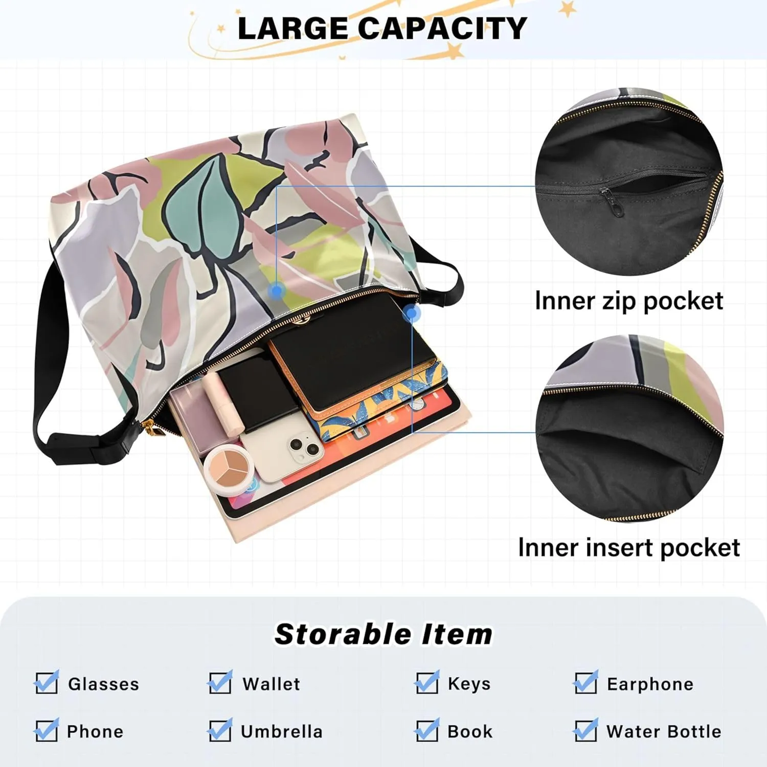 Sloth on Tropical Leaves PU Leather Shoulder Bag Hobo Large Crossbody Bag Fashion Leaf Print Shoulder Handbags