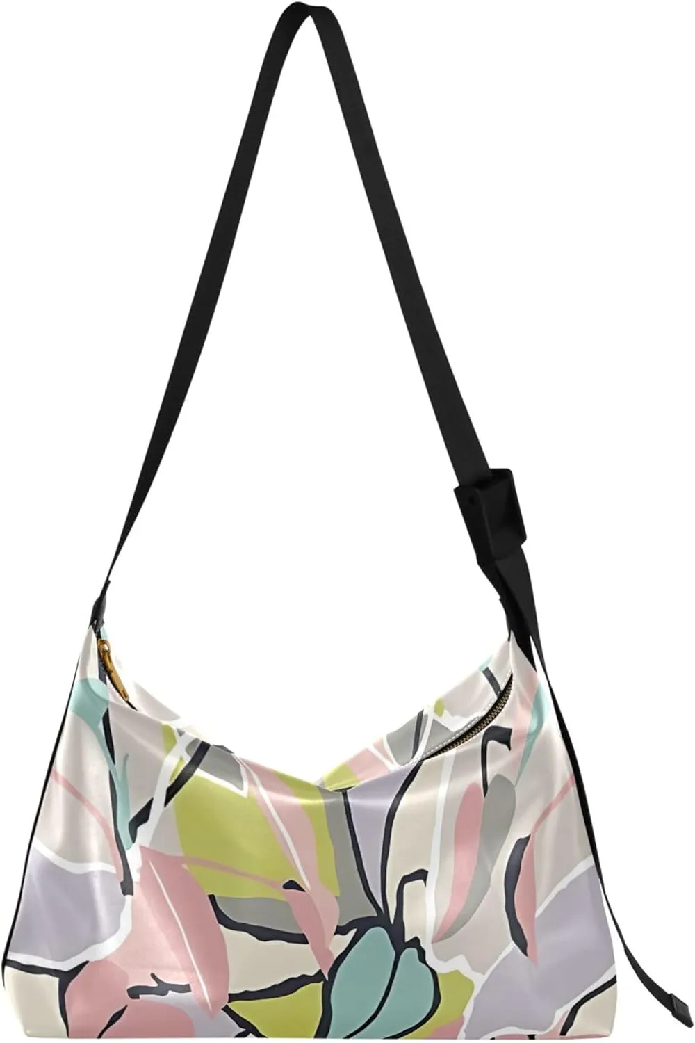 Sloth on Tropical Leaves PU Leather Shoulder Bag Hobo Large Crossbody Bag Fashion Leaf Print Shoulder Handbags